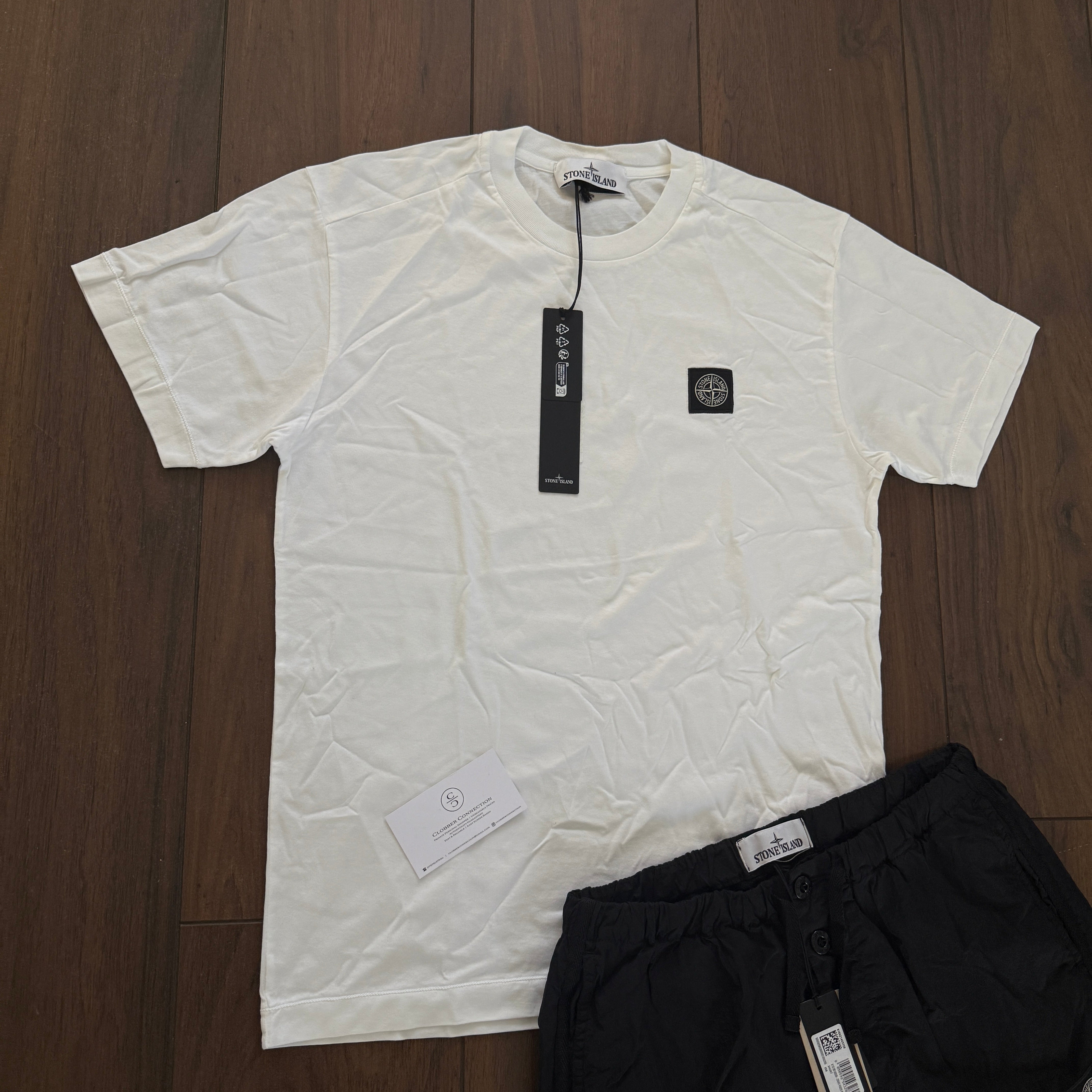 Stone Island White Logo Patch Short Set