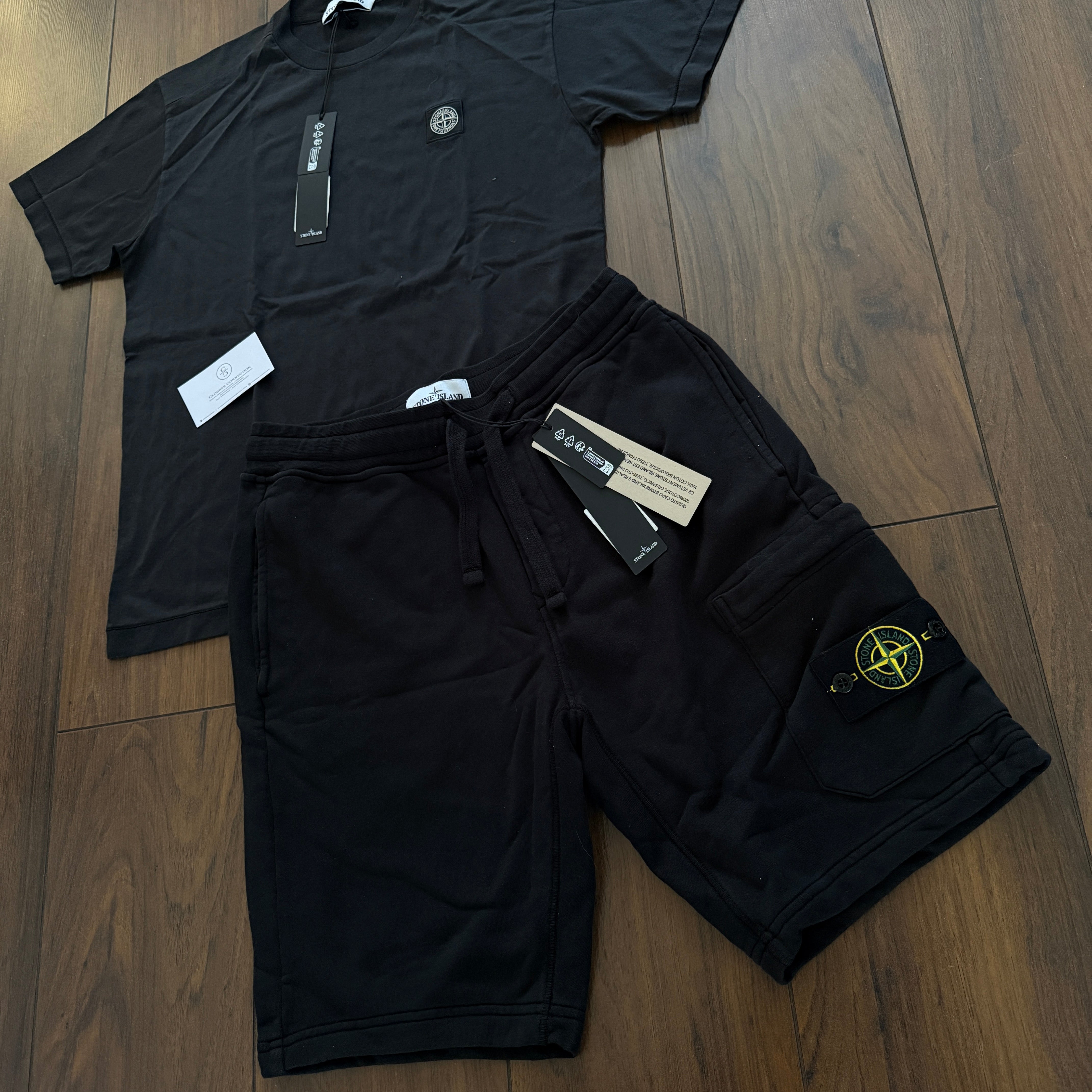 Stone Island T-Shirt/Shorts Set - Black