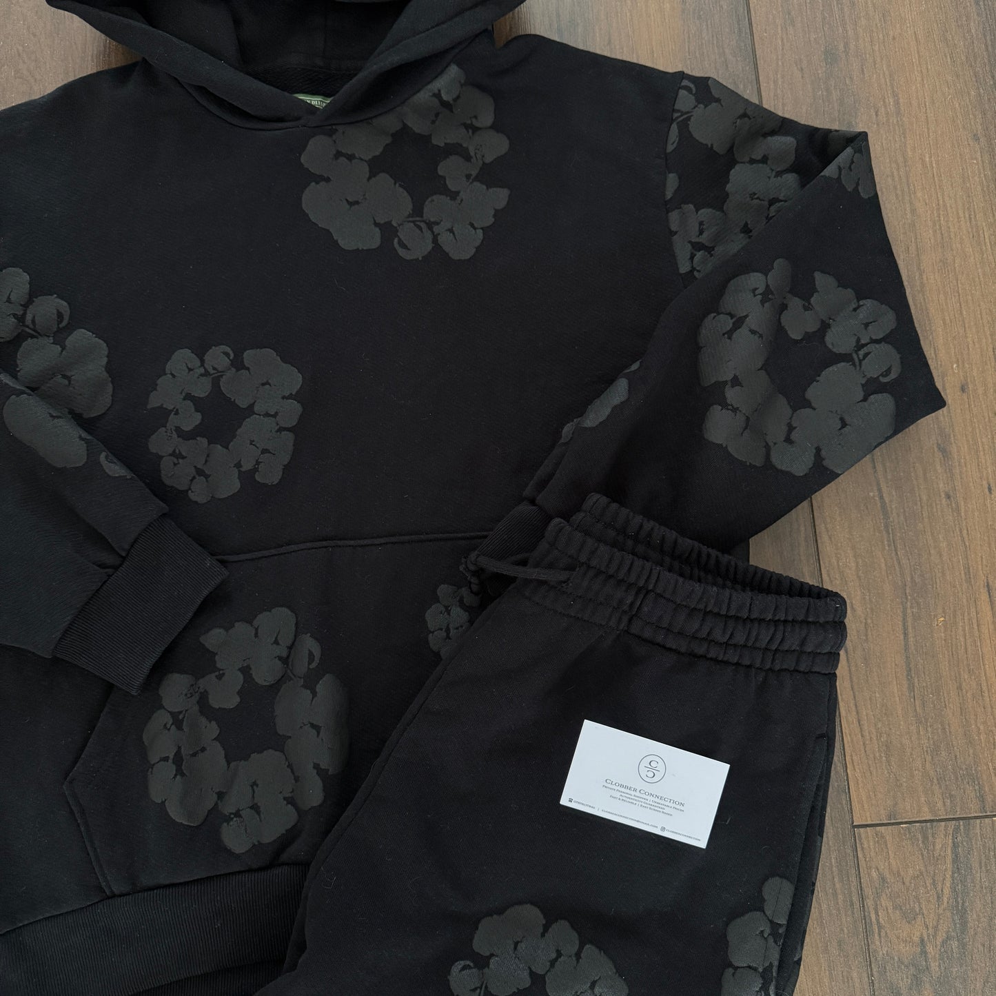 Denim Tears Monochrome Cotton Wreath Tracksuit - Black