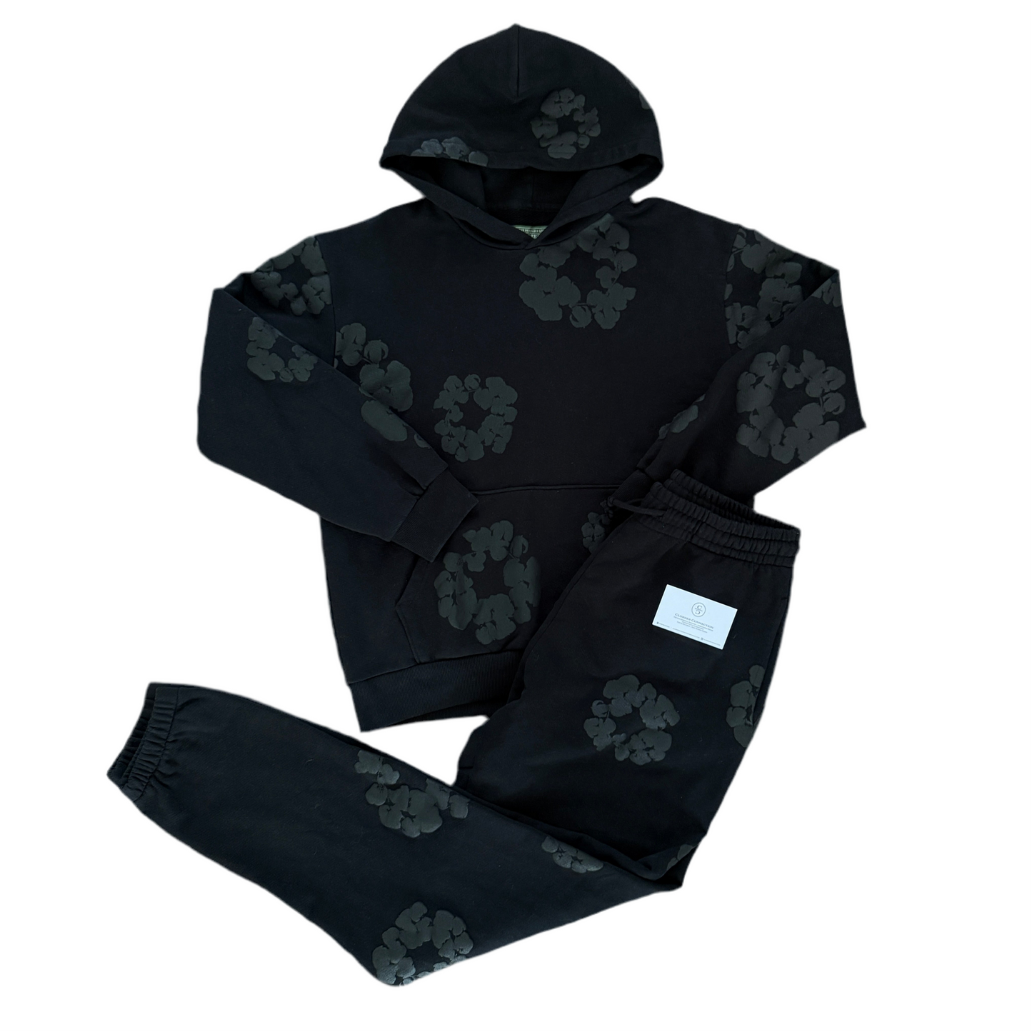 Denim Tears Monochrome Cotton Wreath Tracksuit - Black