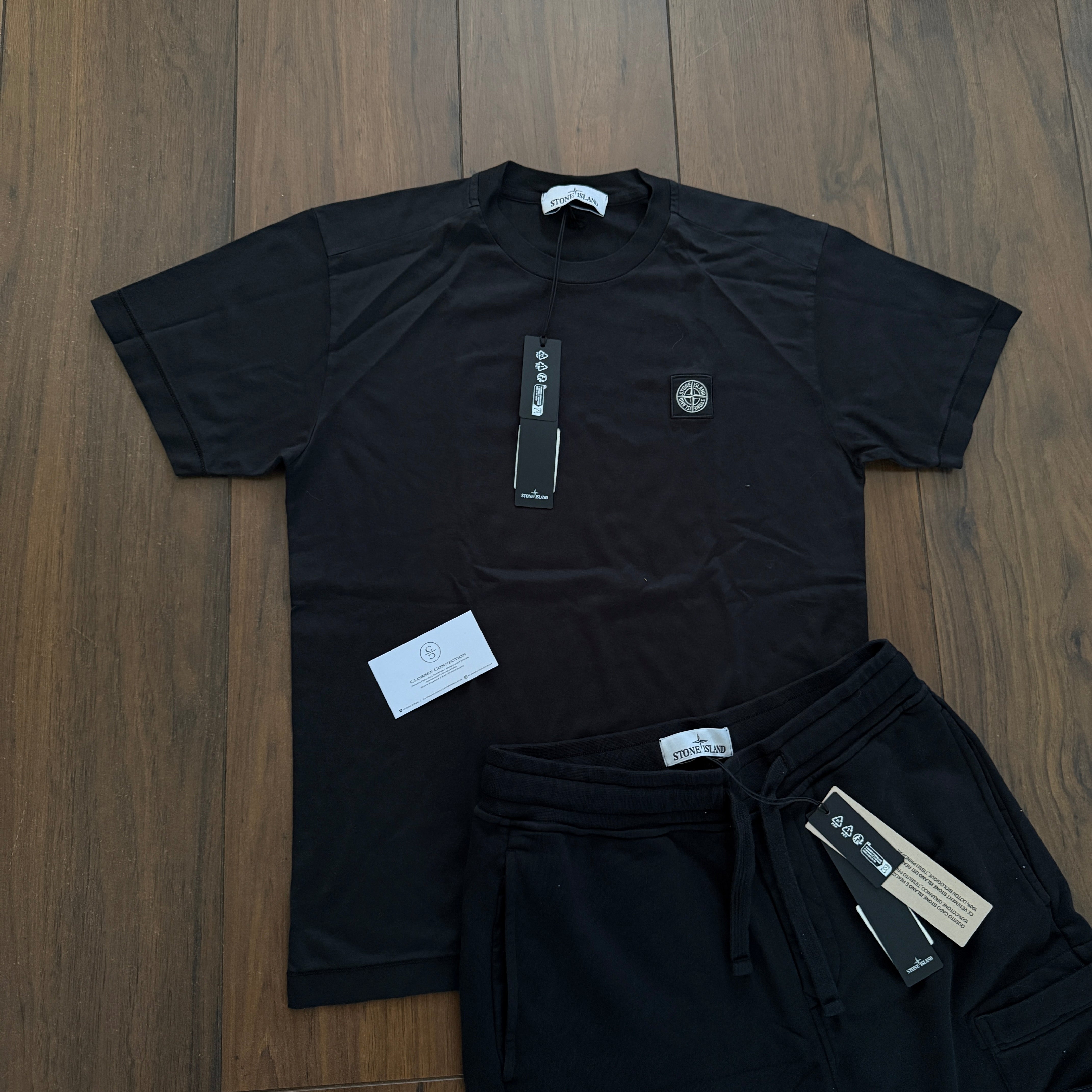 Stone Island T-Shirt/Shorts Set - Black