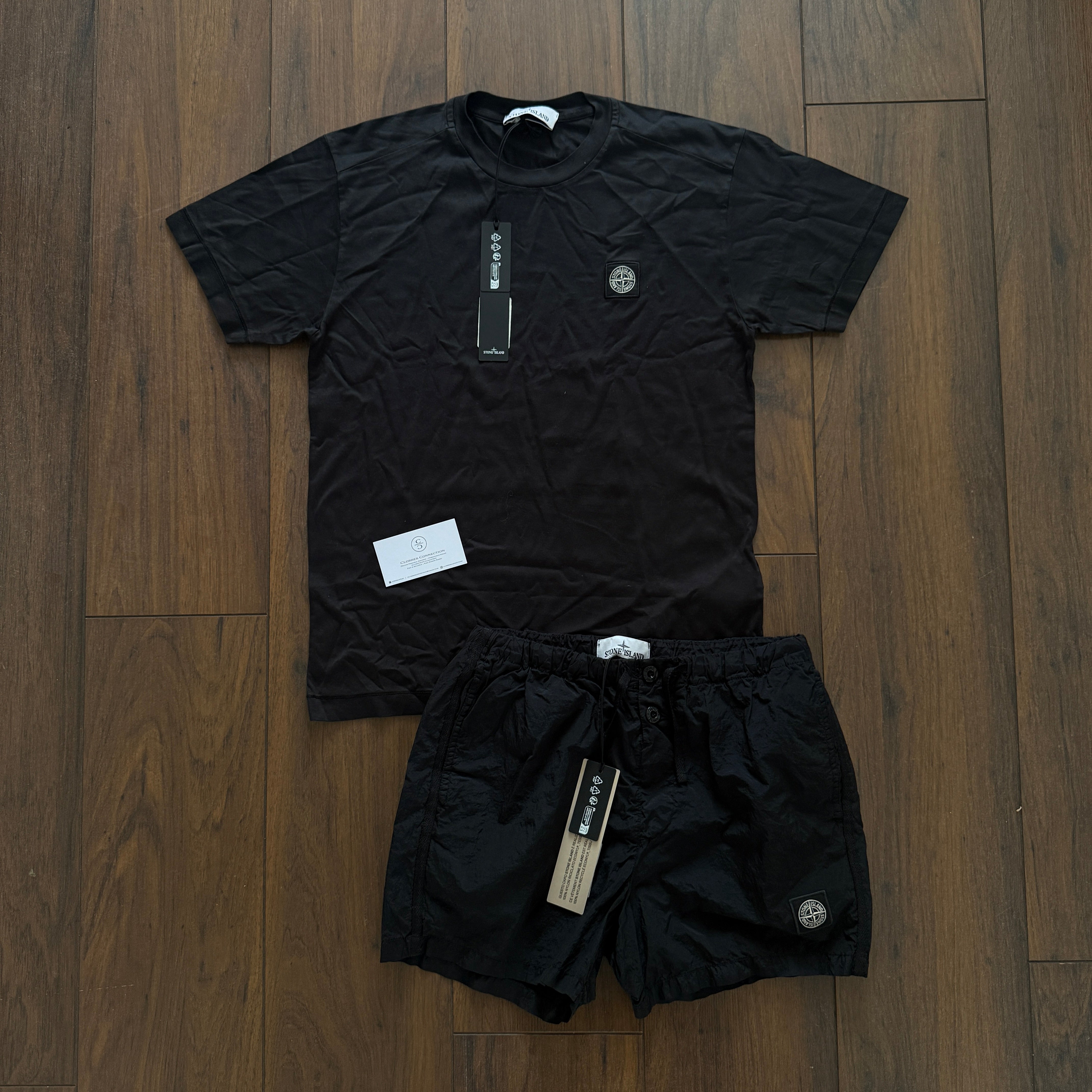 Stone Island T-Shirt/Shorts Set - Black