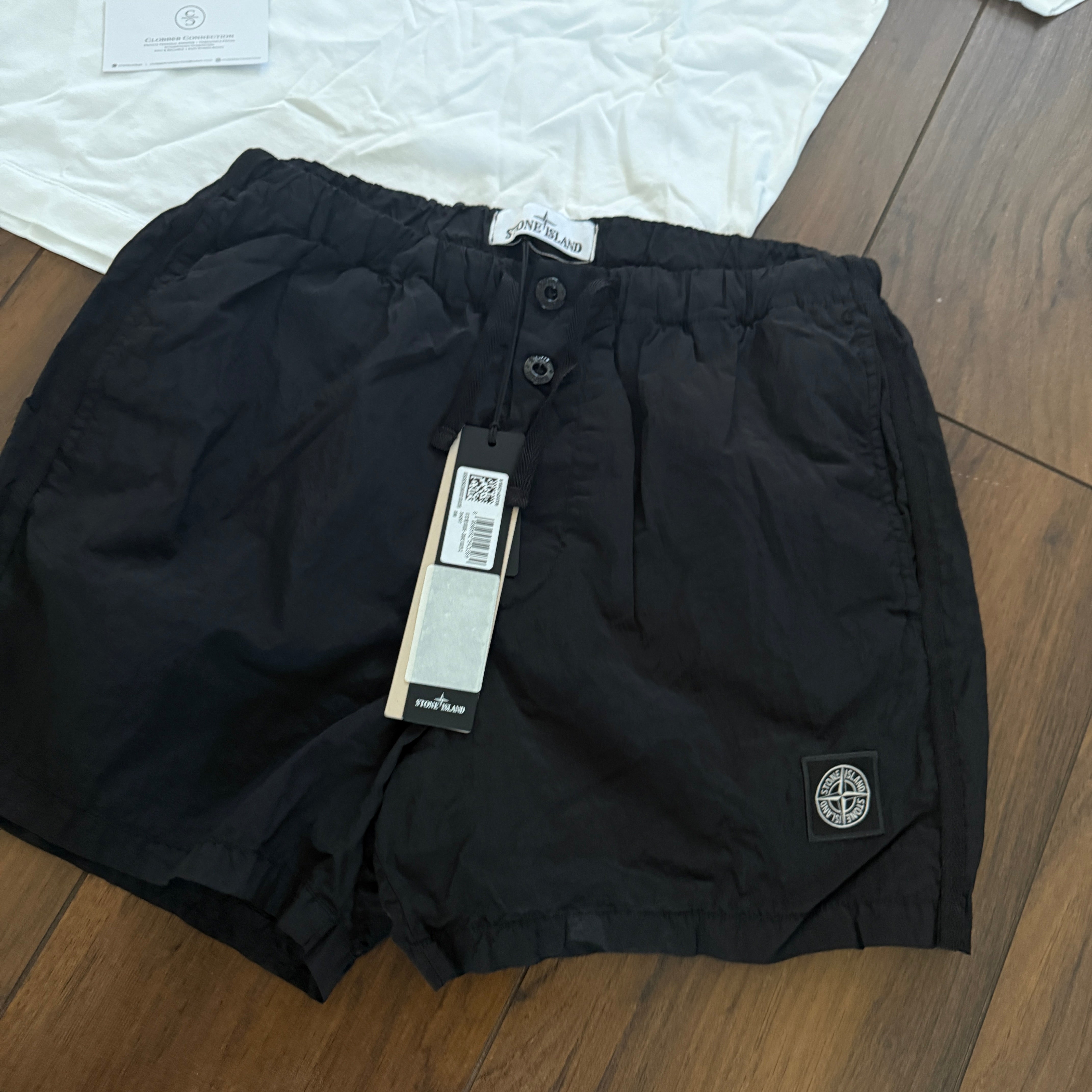 Stone Island White Logo Patch Short Set