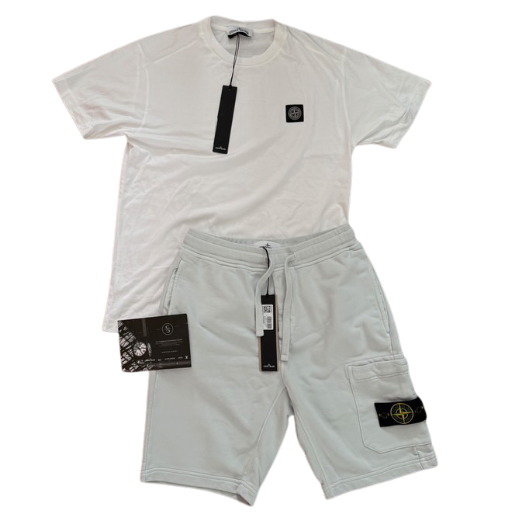 Stone Island T-Shirt/Shorts Set - White
