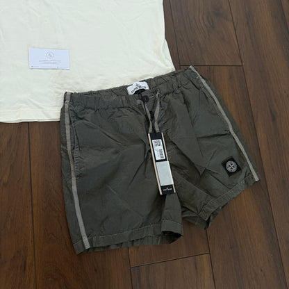 Stone Island Logo Short Set - Ivory/Green