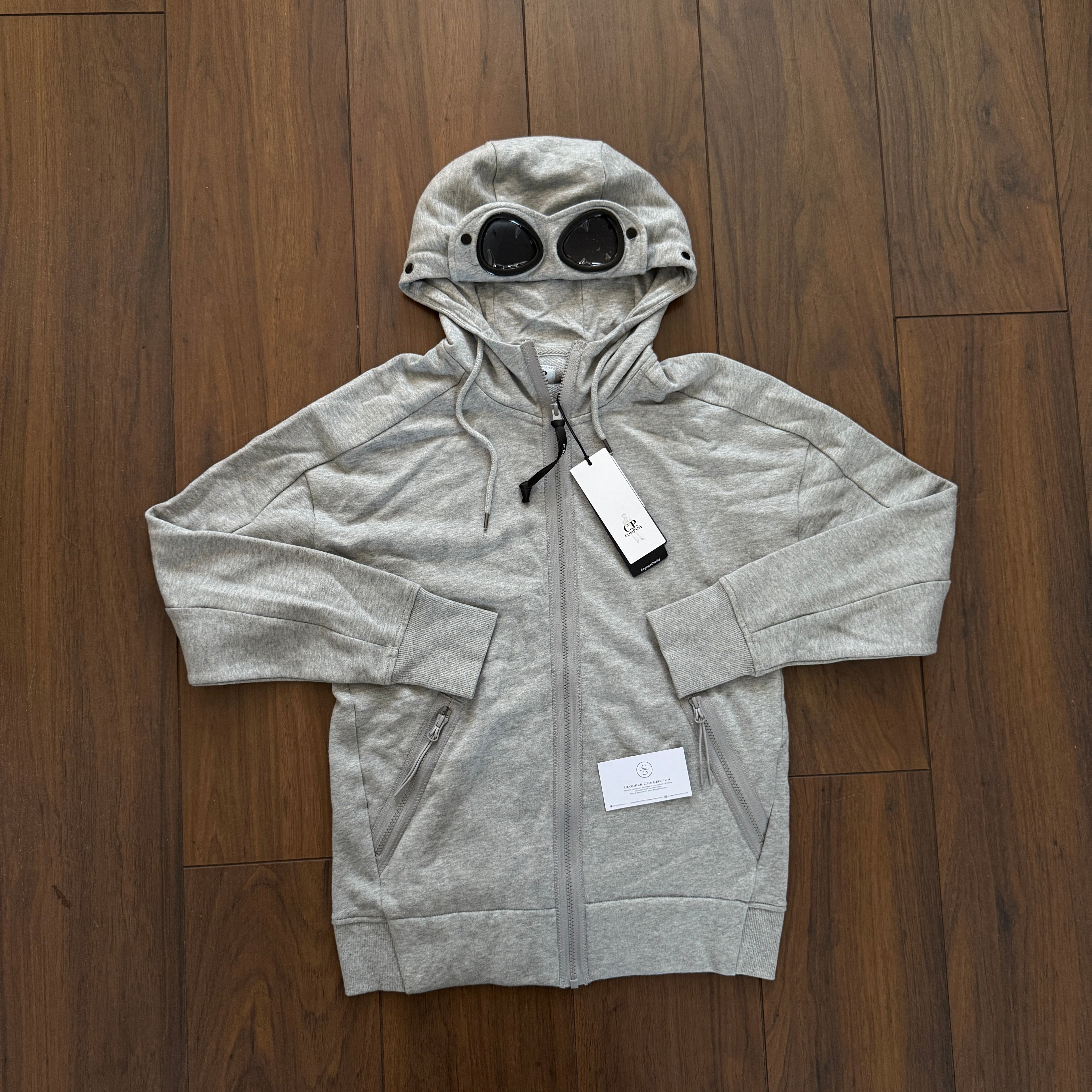 CP Company Diagonal Raised Zipped Goggle Hoodie - Grey