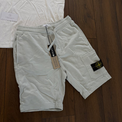 Stone Island T-Shirt/Shorts Set - White Sky Blue