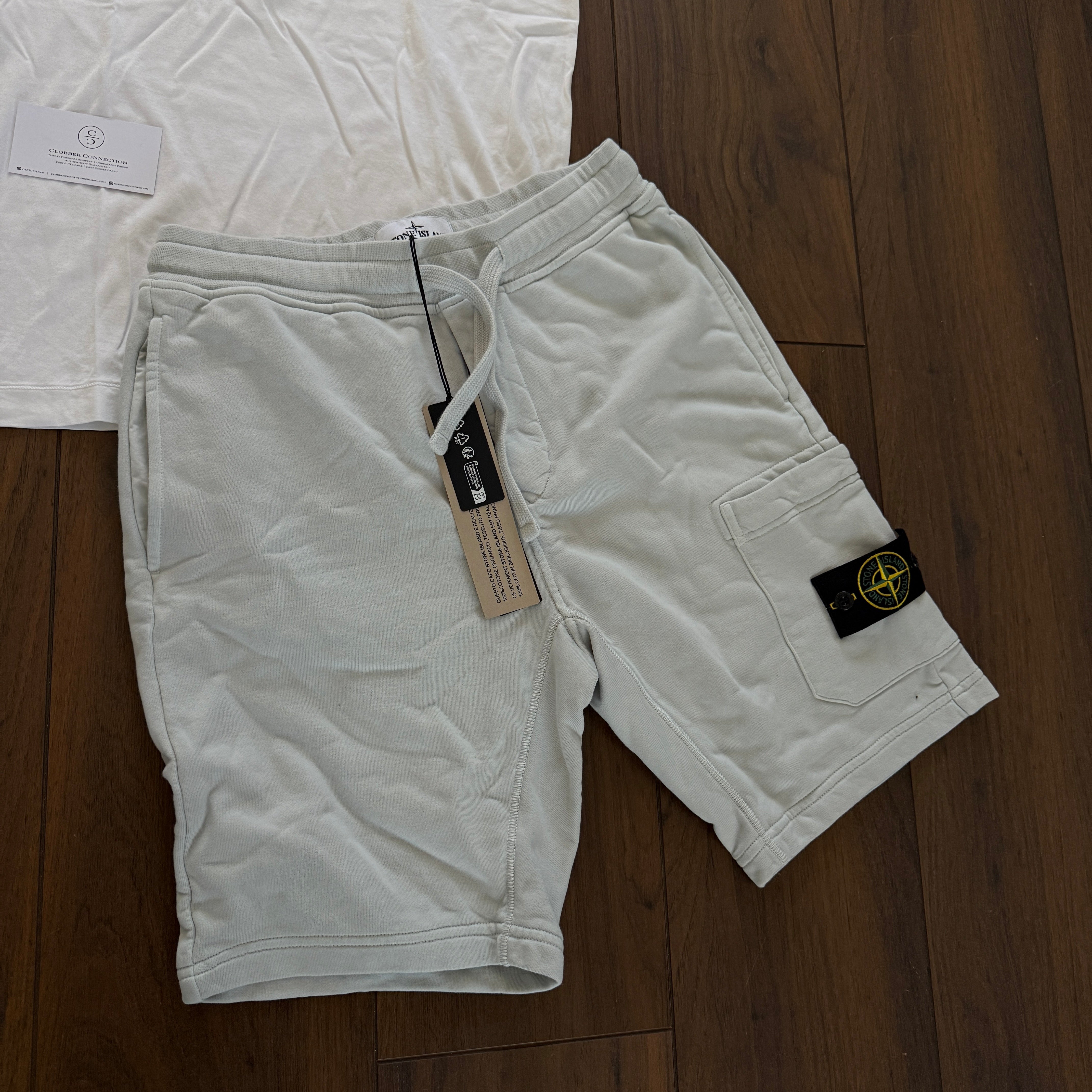 Stone Island T-Shirt/Shorts Set - White Sky Blue
