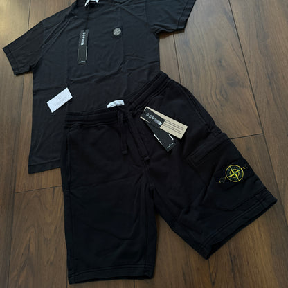 Stone Island T-Shirt/Shorts Set - Black