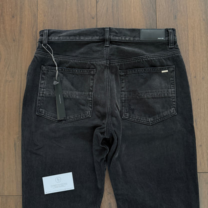 Amiri Grey Ma Bar Logo Straight Fit Aged Denim Jeans