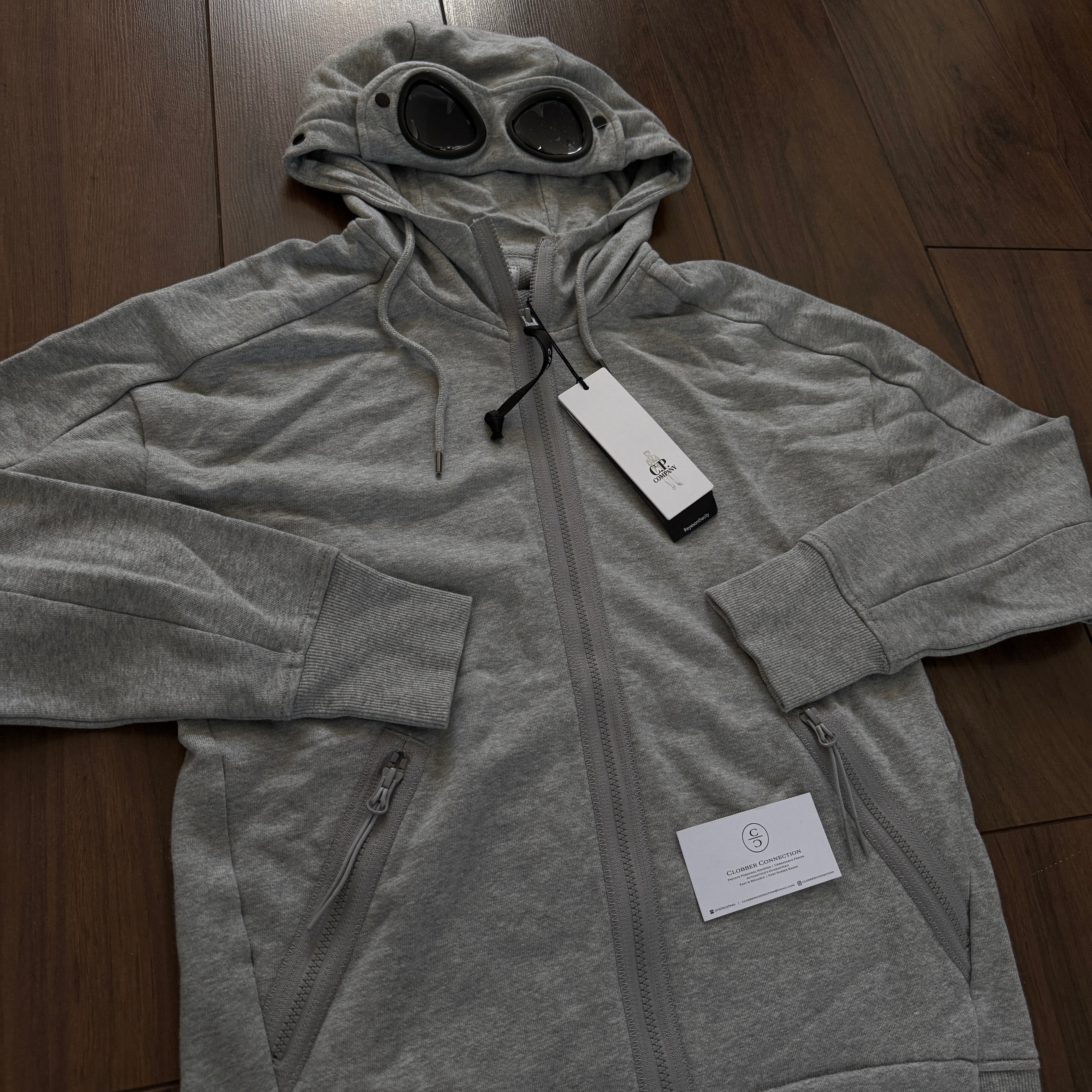 CP Company Diagonal Raised Zipped Goggle Hoodie - Grey