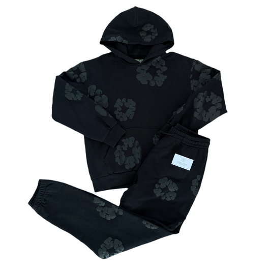 Denim Tears Monochrome Cotton Wreath Tracksuit - Black