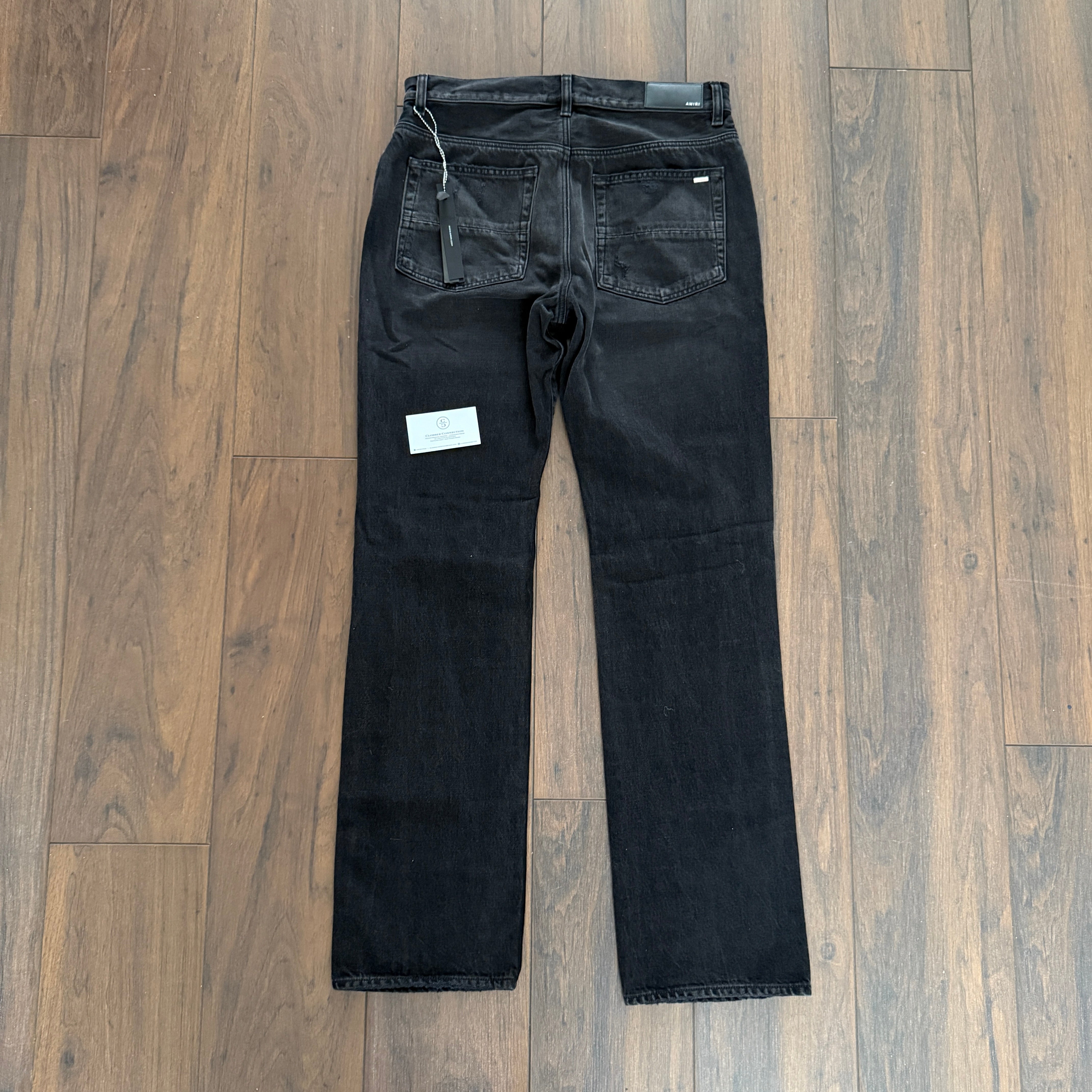 Amiri Grey Ma Bar Logo Straight Fit Aged Denim Jeans