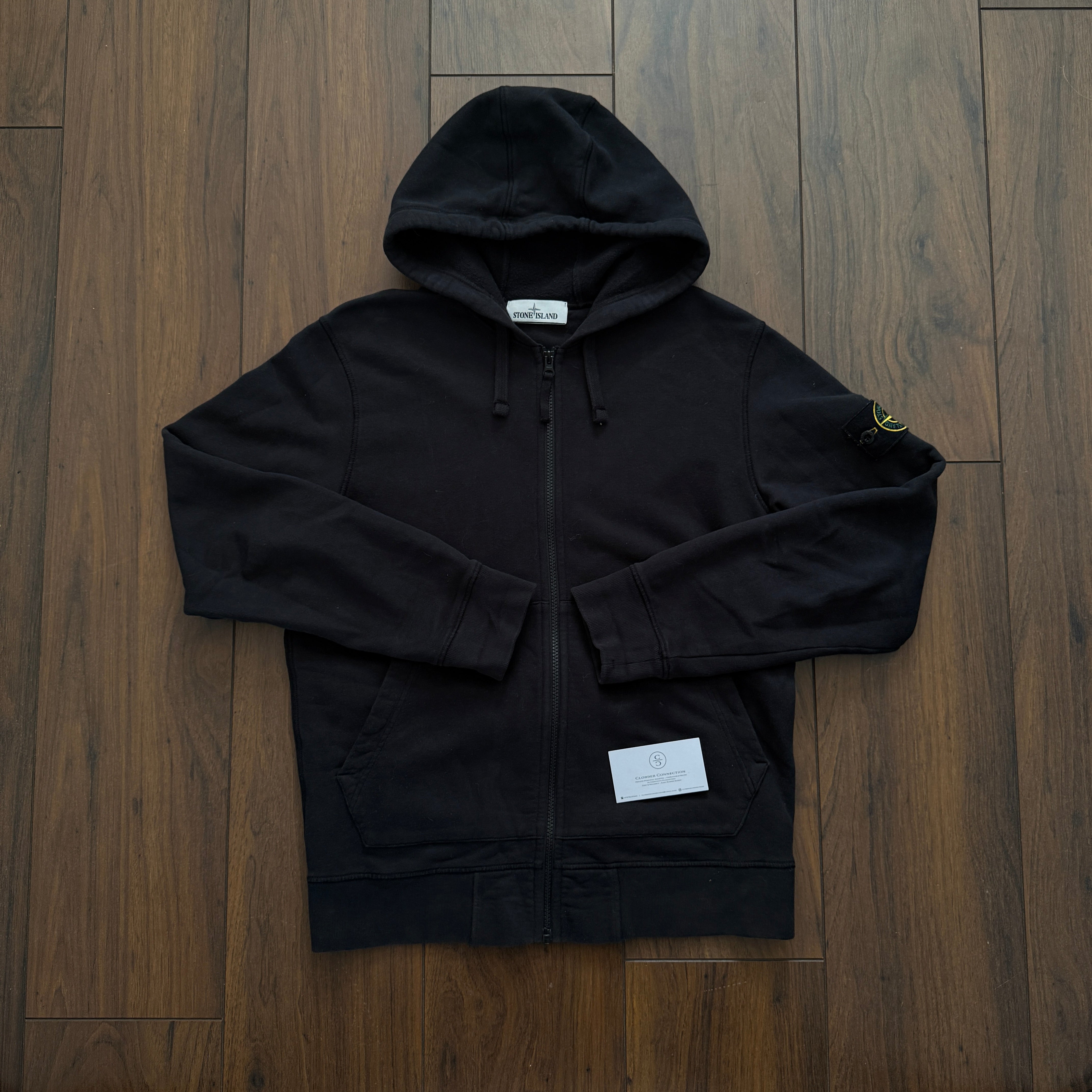 Pre-Loved - Stone Island Zip Up Hoodie - Black