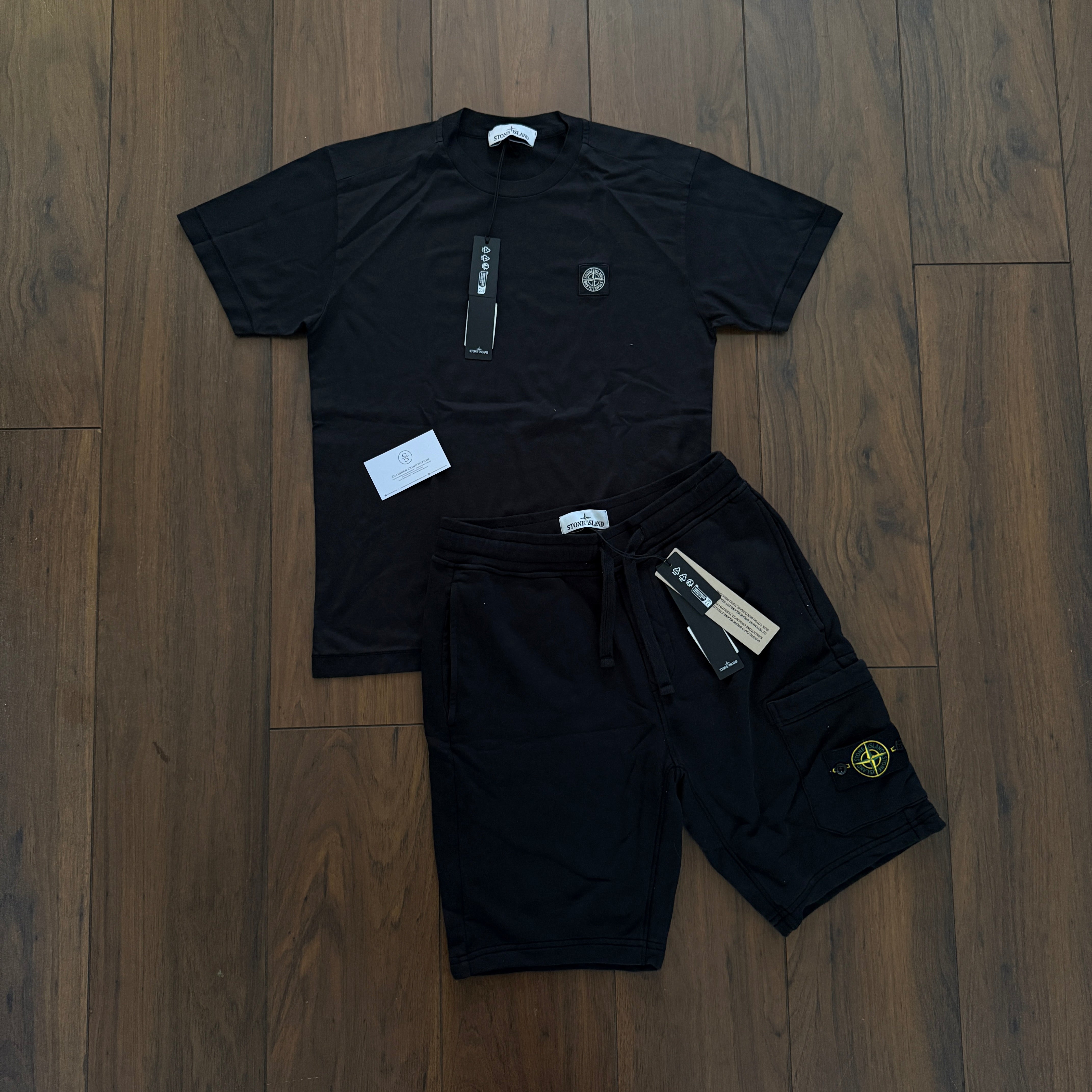 Stone Island T-Shirt/Shorts Set - Black
