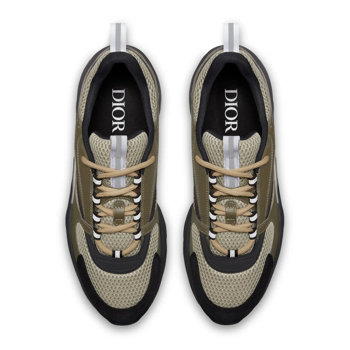 Dior B22 Khaki Black Calfskin Trainers