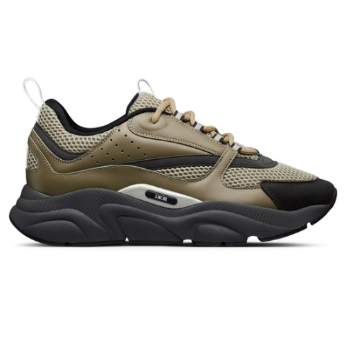 Dior B22 Khaki Black Calfskin Trainers