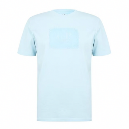 CP Company Block Logo T-Shirt - Light Blue