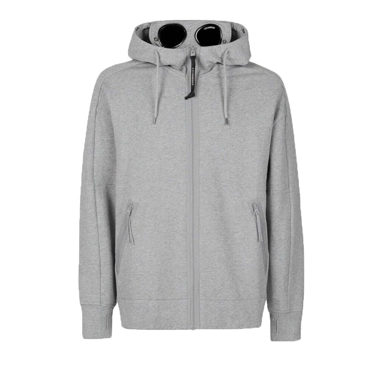 CP Company Diagonal Raised Zipped Goggle Hoodie Grey