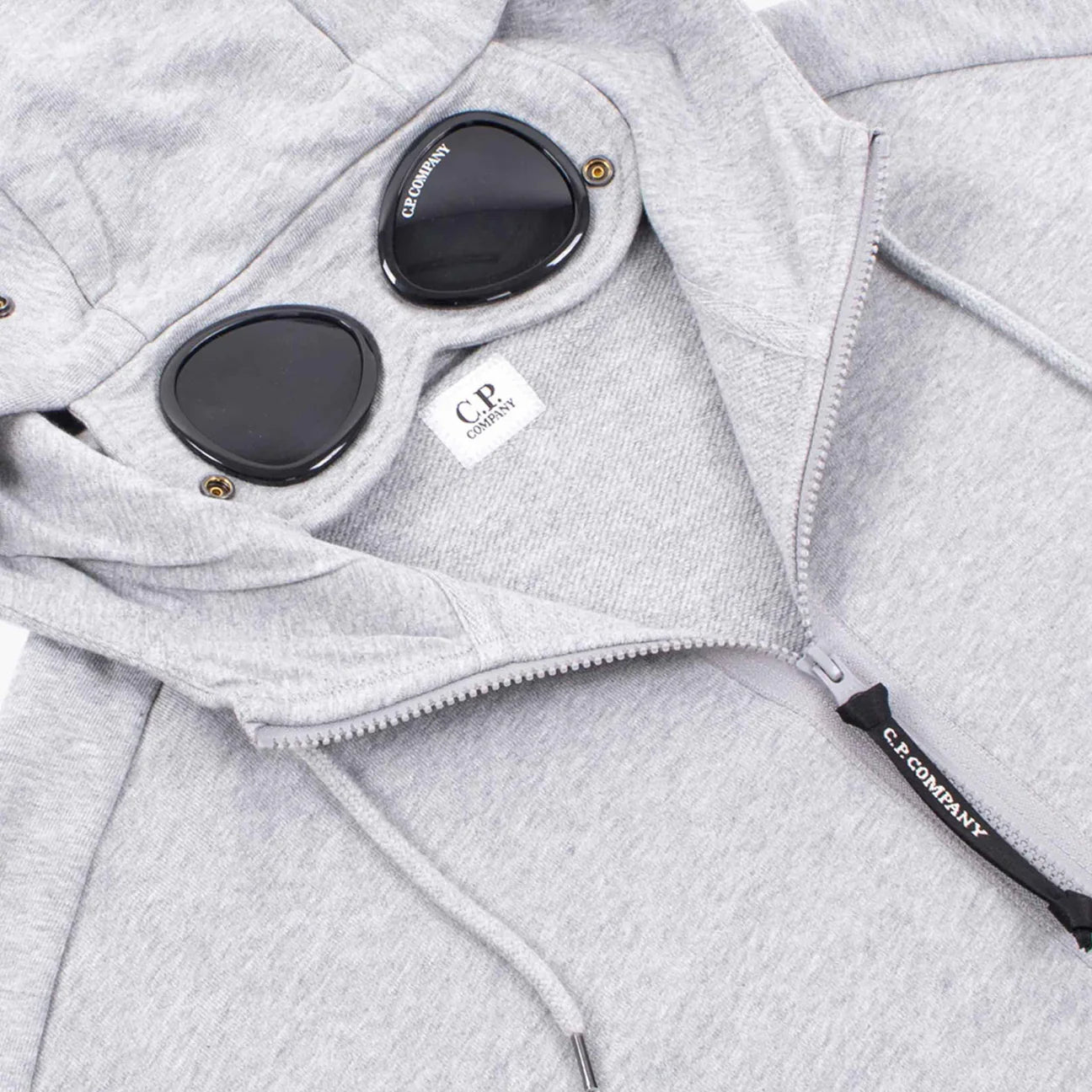 CP Company Diagonal Raised Zipped Goggle Hoodie Grey