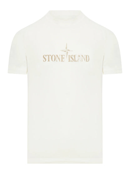 Stone Island Ivory/Green Logo Short Set